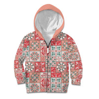 Mele Kalikimaka Hawaii Christmas Kid Hoodie Ulaula Seamless Floral Motif - Polynesian Pride