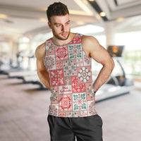 Mele Kalikimaka Hawaii Christmas Men Tank Top Ulaula Seamless Floral Motif - Polynesian Pride