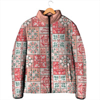 Mele Kalikimaka Hawaii Christmas Padded Jacket Ulaula Seamless Floral Motif - Polynesian Pride
