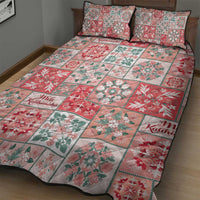 Mele Kalikimaka Hawaii Christmas Quilt Bed Set Ulaula Seamless Floral Motif - Polynesian Pride