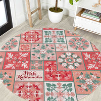 Mele Kalikimaka Hawaii Christmas Round Carpet Ulaula Seamless Floral Motif - Polynesian Pride