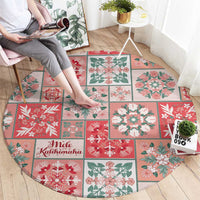 Mele Kalikimaka Hawaii Christmas Round Carpet Ulaula Seamless Floral Motif - Polynesian Pride