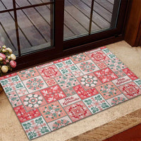 Mele Kalikimaka Hawaii Christmas Rubber Doormat Ulaula Seamless Floral Motif - Polynesian Pride
