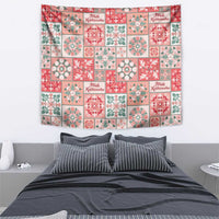 Mele Kalikimaka Hawaii Christmas Tapestry Ulaula Seamless Floral Motif - Polynesian Pride