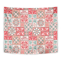 Mele Kalikimaka Hawaii Christmas Tapestry Ulaula Seamless Floral Motif - Polynesian Pride