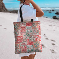 Mele Kalikimaka Hawaii Christmas Tote Bag Ulaula Seamless Floral Motif - Polynesian Pride