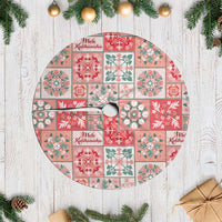 Mele Kalikimaka Hawaii Christmas Tree Skirt Ulaula Seamless Floral Motif - Polynesian Pride