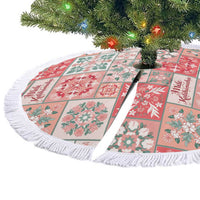 Mele Kalikimaka Hawaii Christmas Tree Skirt Ulaula Seamless Floral Motif - Polynesian Pride