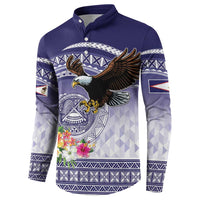 American Samoa Bald Eagle Button Sweatshirt Polynesian Tropical Flowers