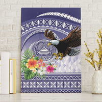 American Samoa Bald Eagle Canvas Wall Art Polynesian Tropical Flowers LT9 Without Frame Blue - Polynesian Pride