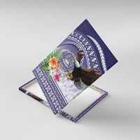 American Samoa Bald Eagle Canvas Wall Art Polynesian Tropical Flowers LT9 With Frame Blue - Polynesian Pride