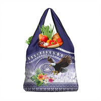 American Samoa Bald Eagle Grocery Bag Polynesian Tropical Flowers
