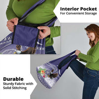 American Samoa Bald Eagle Grocery Bag Polynesian Tropical Flowers