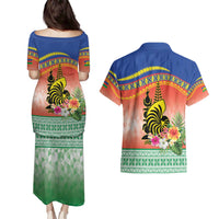 New Caledonia Nautilus Shell Couples Matching Puletasi and Hawaiian Shirt Polynesian Tropical Flowers LT9 - Polynesian Pride
