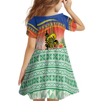 New Caledonia Nautilus Shell Kid Short Sleeve Dress Polynesian Tropical Flowers LT9 - Polynesian Pride