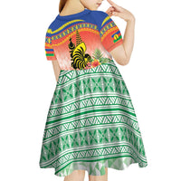 New Caledonia Nautilus Shell Kid Short Sleeve Dress Polynesian Tropical Flowers LT9 - Polynesian Pride