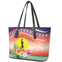 New Caledonia Nautilus Shell Leather Tote Bag Polynesian Tropical Flowers