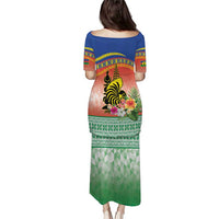 New Caledonia Nautilus Shell Puletasi Polynesian Tropical Flowers