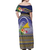 Tokelau Tuluma Off Shoulder Maxi Dress Polynesian Tropical Flowers