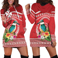 Wallis et Futuna Kingfisher Hoodie Dress Polynesian Tropical Flowers