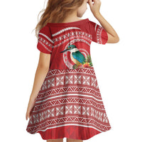 Wallis et Futuna Kingfisher Kid Short Sleeve Dress Polynesian Tropical Flowers
