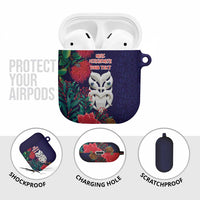 Maori Wheku Meri Kirihimete Personalised AirPods Case All Blue Indigenous Maori Motif - Polynesian Pride