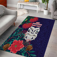 Maori Wheku Meri Kirihimete Personalised Area Rug All Blue Indigenous Maori Motif - Polynesian Pride