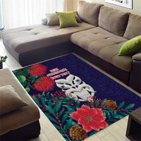 Maori Wheku Meri Kirihimete Personalised Area Rug All Blue Indigenous Maori Motif - Polynesian Pride
