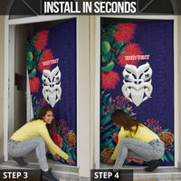 Maori Wheku Meri Kirihimete Personalised Door Cover All Blue Indigenous Maori Motif - Polynesian Pride