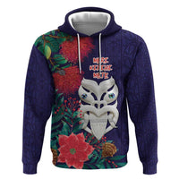 Maori Wheku Meri Kirihimete Personalised Hoodie All Blue Indigenous Maori Motif LT9 Pullover Hoodie Blue - Polynesian Pride