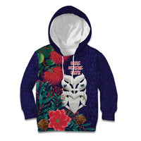 Maori Wheku Meri Kirihimete Personalised Kid Hoodie All Blue Indigenous Maori Motif LT9 Hoodie Blue - Polynesian Pride