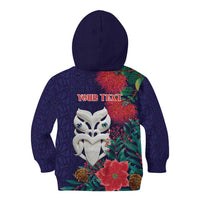 Maori Wheku Meri Kirihimete Personalised Kid Hoodie All Blue Indigenous Maori Motif LT9 - Polynesian Pride