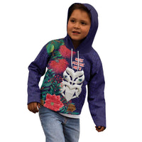 Maori Wheku Meri Kirihimete Personalised Kid Hoodie All Blue Indigenous Maori Motif LT9 - Polynesian Pride