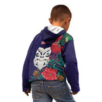 Maori Wheku Meri Kirihimete Personalised Kid Hoodie All Blue Indigenous Maori Motif LT9 - Polynesian Pride