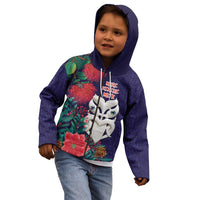 Maori Wheku Meri Kirihimete Personalised Kid Hoodie All Blue Indigenous Maori Motif LT9 - Polynesian Pride