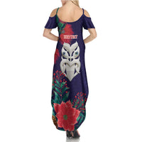 Maori Wheku Meri Kirihimete Personalised Summer Maxi Dress All Blue Indigenous Maori Motif - Polynesian Pride