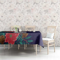 Maori Wheku Meri Kirihimete Personalised Tablecloth All Blue Indigenous Maori Motif - Polynesian Pride