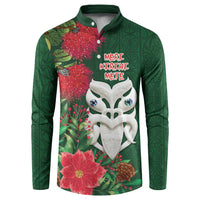 Maori Wheku Meri Kirihimete Personalised Button Sweatshirt All Green Indigenous Maori Motif - Polynesian Pride