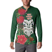 Maori Wheku Meri Kirihimete Personalised Button Sweatshirt All Green Indigenous Maori Motif - Polynesian Pride