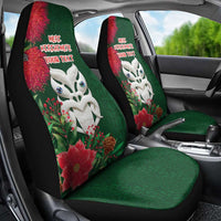 Maori Wheku Meri Kirihimete Personalised Car Seat Cover All Green Indigenous Maori Motif - Polynesian Pride