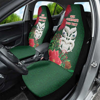 Maori Wheku Meri Kirihimete Personalised Car Seat Cover All Green Indigenous Maori Motif - Polynesian Pride