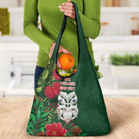 Maori Wheku Meri Kirihimete Personalised Grocery Bag All Green Indigenous Maori Motif - Polynesian Pride