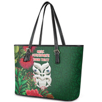 Maori Wheku Meri Kirihimete Personalised Leather Tote Bag All Green Indigenous Maori Motif - Polynesian Pride
