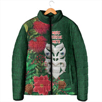 Maori Wheku Meri Kirihimete Personalised Padded Jacket All Green Indigenous Maori Motif - Polynesian Pride