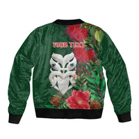 Maori Wheku Meri Kirihimete Personalised Sleeve Zip Bomber Jacket All Green Indigenous Maori Motif - Polynesian Pride