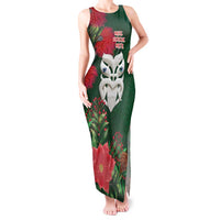 Maori Wheku Meri Kirihimete Personalised Tank Maxi Dress All Green Indigenous Maori Motif - Polynesian Pride