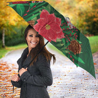 Maori Wheku Meri Kirihimete Personalised Umbrella All Green Indigenous Maori Motif - Polynesian Pride