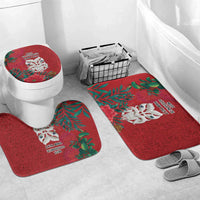 Maori Wheku Meri Kirihimete Personalised Bathroom Set All Red Indigenous Maori Motif - Polynesian Pride