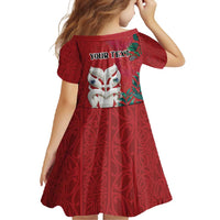 Maori Wheku Meri Kirihimete Personalised Family Matching Off Shoulder Maxi Dress and Hawaiian Shirt All Red Indigenous Maori Motif - Polynesian Pride