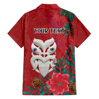 Maori Wheku Meri Kirihimete Personalised Family Matching Short Sleeve Bodycon Dress and Hawaiian Shirt All Red Indigenous Maori Motif - Polynesian Pride